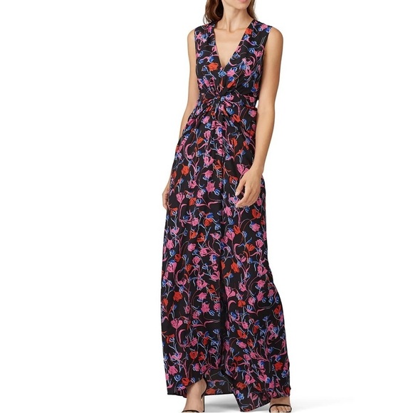 Thakoon Collective Womens 4 Dress Tulip Floral Gown Sleeveless V-Neck Pink Blue - Picture 1 of 12
